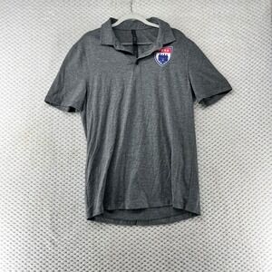 Lululemon Polo Shirt‎ Active Athletic Training PSRA Soccer Logo Gray Mens Size M